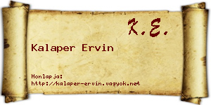 Kalaper Ervin névjegykártya